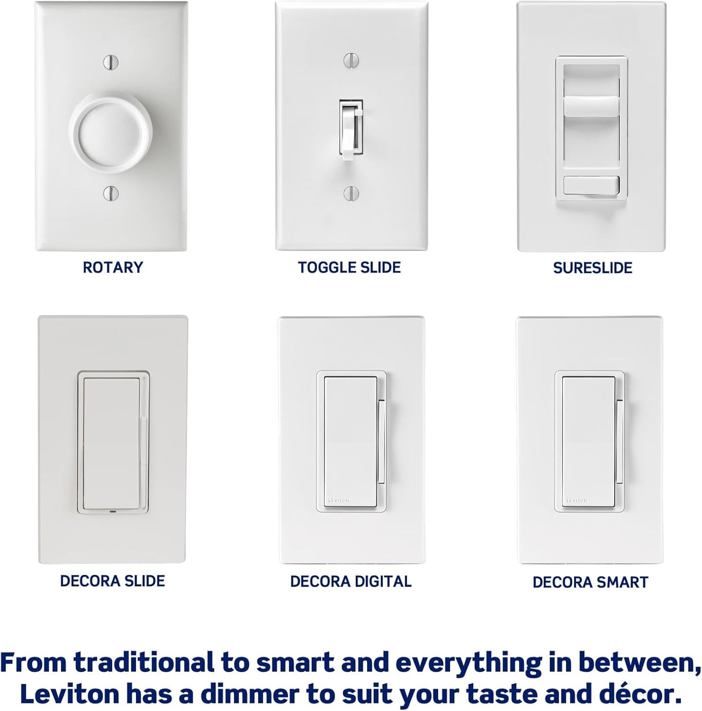 Leviton Decora Slide LED Advanced Dimmer Switch for 150W Dimmable LED, Halogen and Incandescent Bulbs and Fixtures, DSL01-LW, White