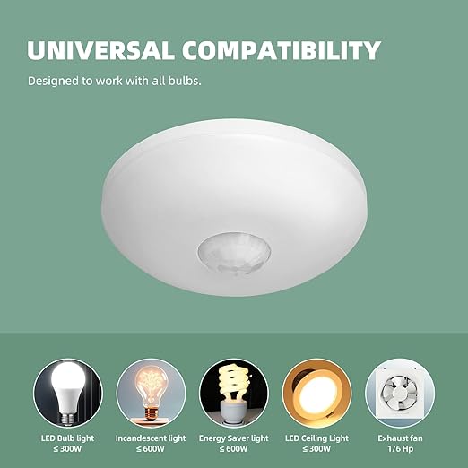 ECOELER Occupancy Ceiling Sensor Switch, 360° Passive Infrared PIR Motion Sensor - Image 4