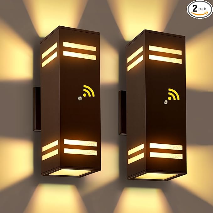 MZLITI 2-Pack Bronze Dusk to Dawn Outdoor Lights, Wall Light Wtih LED Bulbs by MZLITI