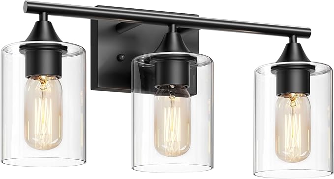 XPEHK Bathroom Lighting Fixtures Over Mirror, 3-Light Black Bathroom Vanity - Image 7