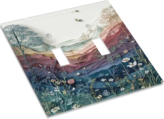 Bvtewkhz Wildflowers Rustic Flowers Floral Plants 2 Gang Double Toggle Wall - Image 3