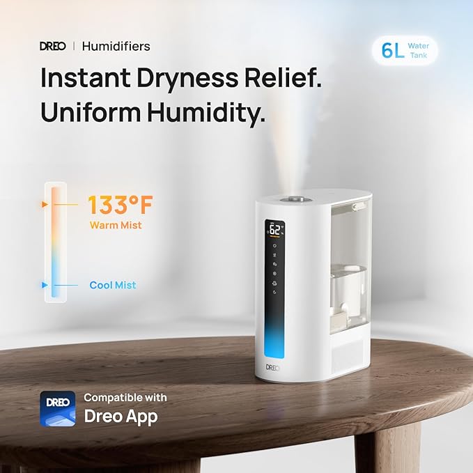 DREO 6L Humidifiers for Bedroom, Smart Warm & Cool Mist for Large Room - Image 2