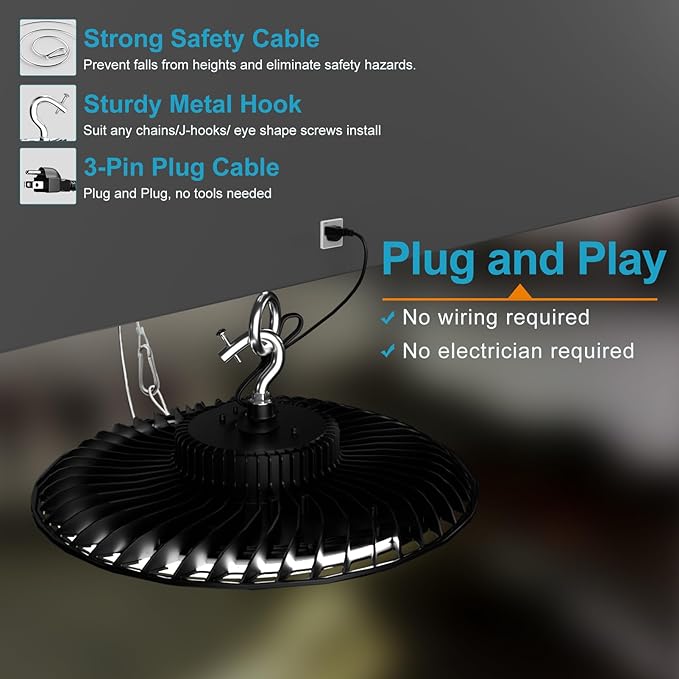 Lightdot Smart 250W LED High Bay Light 37, 500LM Commercial Bay Lighting - Image 7