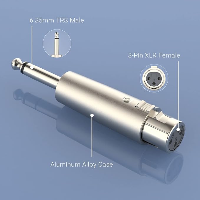 Cubilux Unbalance XLR Female to 1/4” TS Male Converter, XLR to 6.35mm TS Mono - Image 4
