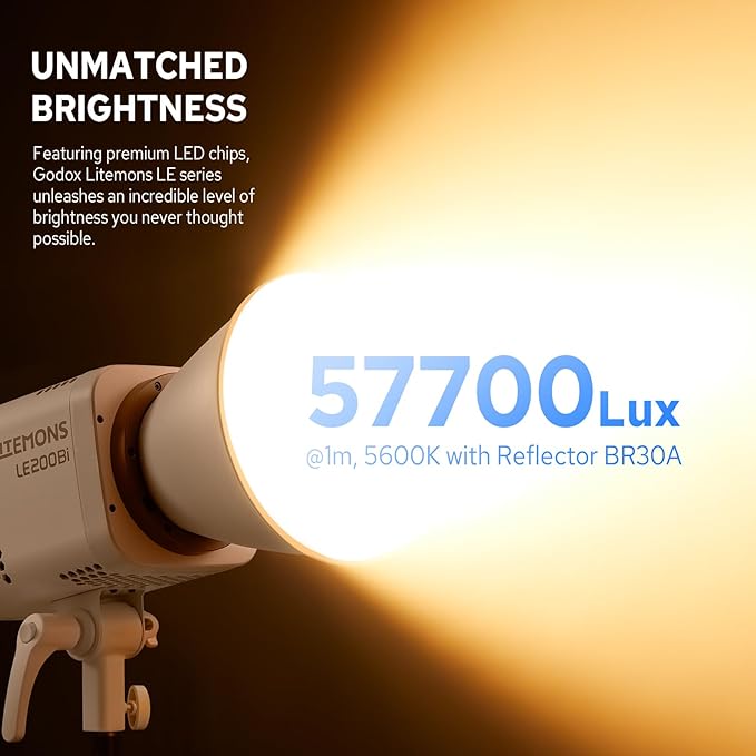 Godox Litemons LE200Bi Bicolor LED Video Light, 220W 57700Lux@1M CRI98+ Bowens - Image 3