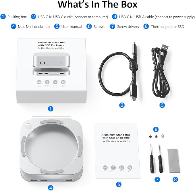 Akyyajaure Mac mini Hub: 9 in 1 Aluminum Stand & Dock - Image 6