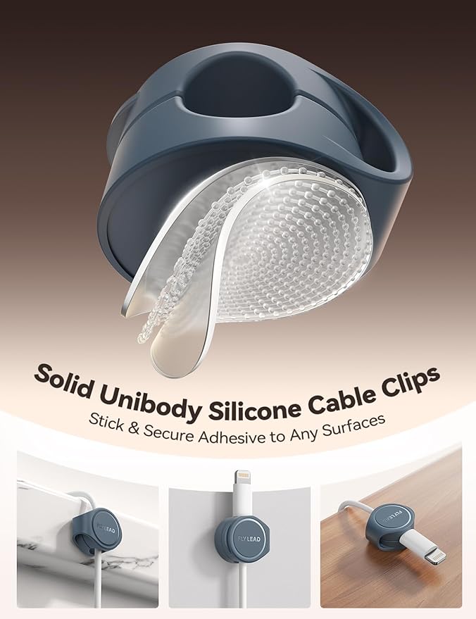 8-Pack Silicone Cord Organizer Magnetic Cable Clips, Adhesive Cable Management - Image 3