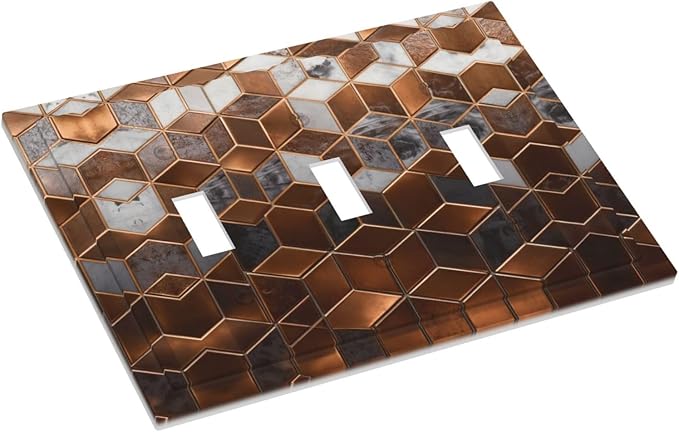 Bvtewkhz Brown Abstract Luxury Modern Geometric Cubic Marble 3 Gang Triple - Image 3