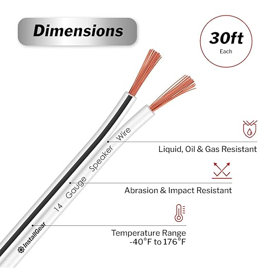 InstallGear 14 Gauge Speaker Wire - 30ft Black Audio Cable - Image 3