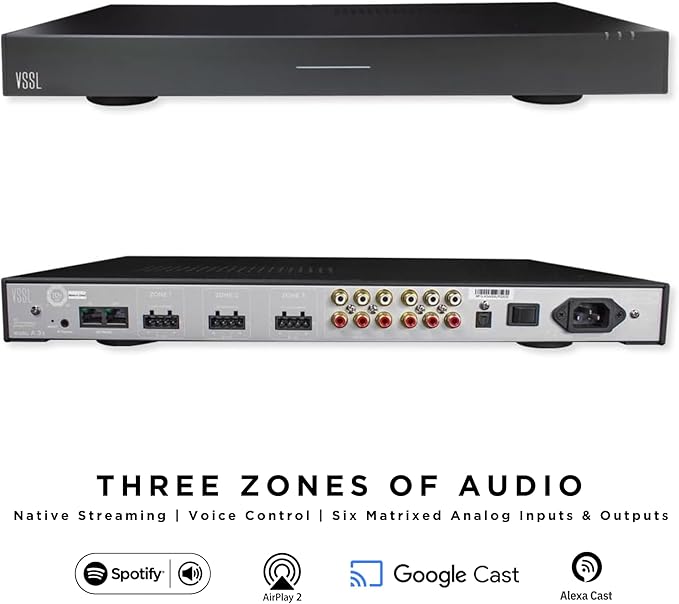 VSSL A.3X 6-Channel, 3 Zone, Audio Streaming Amplifier, Compatible - Image 3