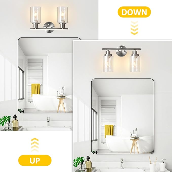 Unicozin 2 Light Vanity Lights, Brushed Nickel Wall Sconce Light - Image 3