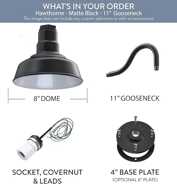 Steel Lighting Co. Hawthorne Barn Light | Outdoor Wall Mounted | 8 inch Dome | - Image 6