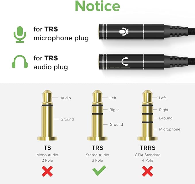 ChargeWorx 3.5mm Mic and Headphone Jack Splitter, Y-Splitter Adapter - Image 6