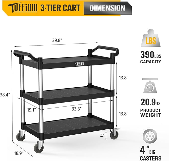 TUFFIOM Plastic Service Utility Cart - Image 7