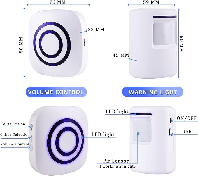 Shaogax Motion Sensor Alarm System, Wireless Home Security Driveway Alarm Indoor - Image 2