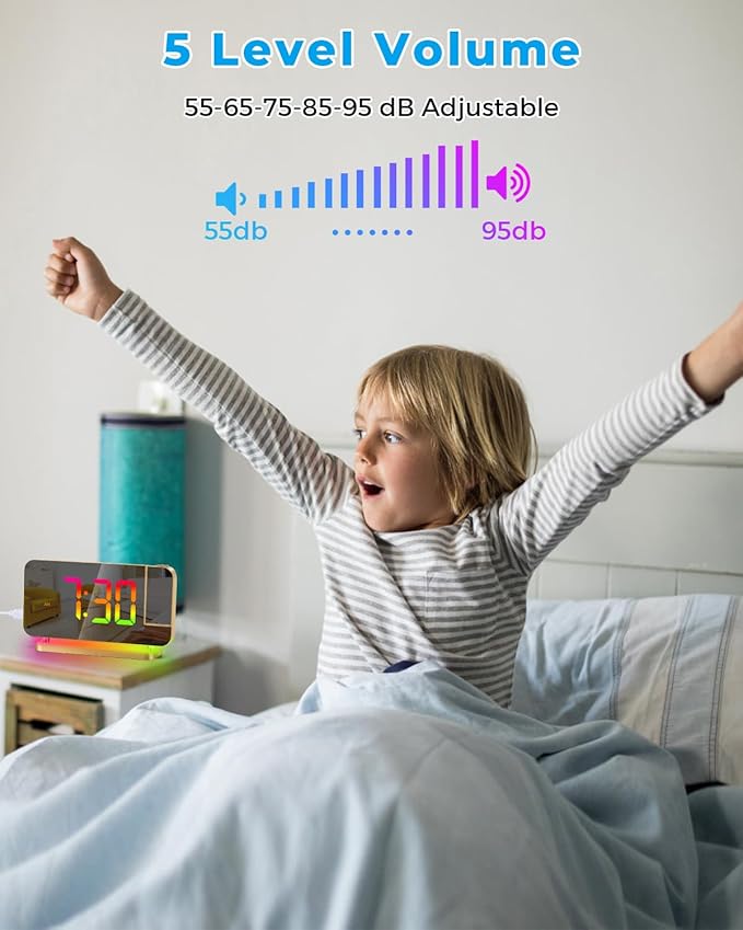 SZELAM Projection Alarm Clock, 7.4" LED Mirror Digital Clocks Large Display - Image 8