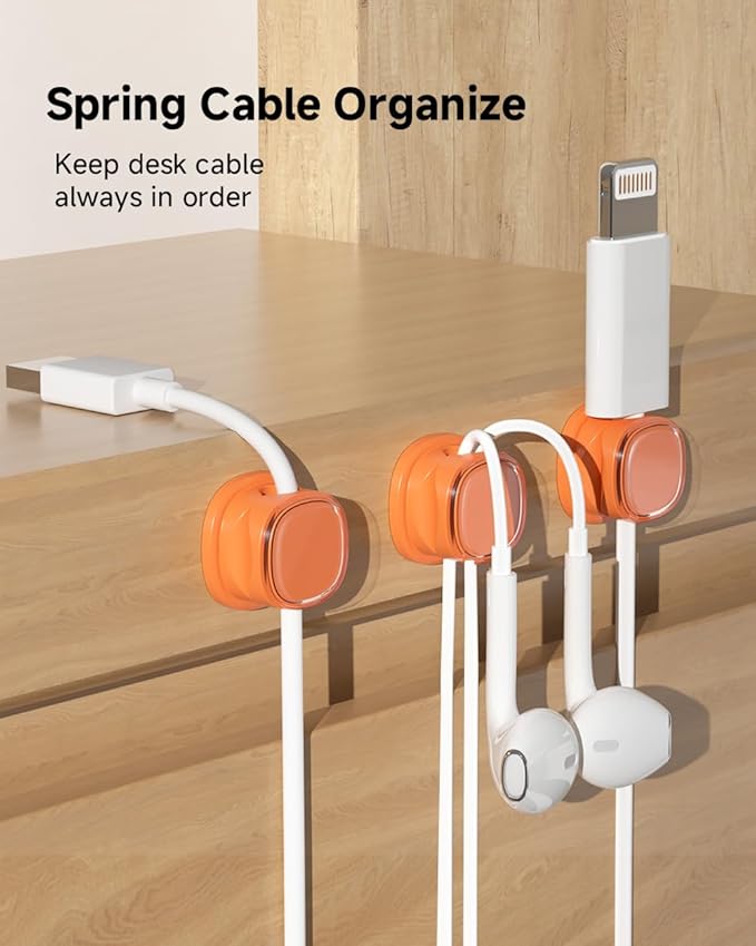 9 Pack Cord Organizer, Spring Cable Management, Adhesive Cute Cable Holder Clips - Image 2