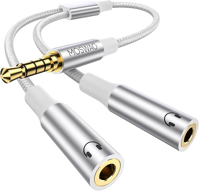 MOSWAG Headphone Splitter, 3.5mm Stereo Audio Splitter, Hi-Fi Sounds Extension by MOSWAG