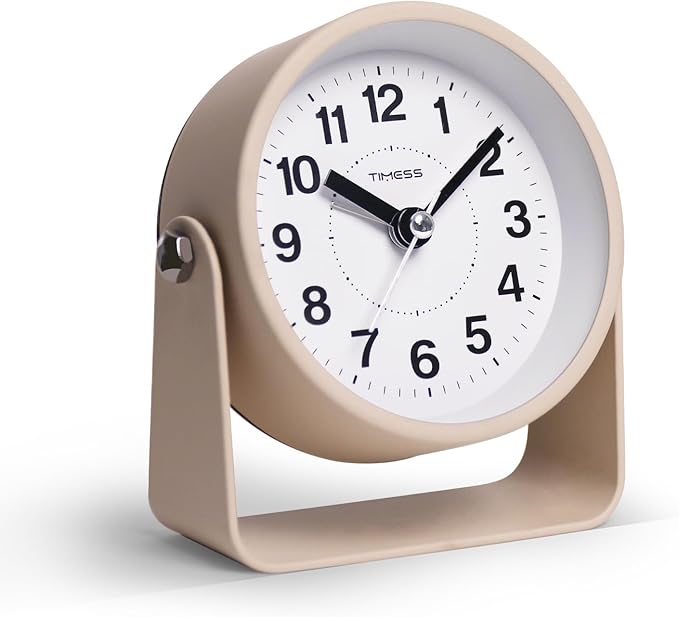 TIMESS Analog Alarm Clock, Silent Non-Ticking Quartz Movement, Battery-Operated by TIMESS
