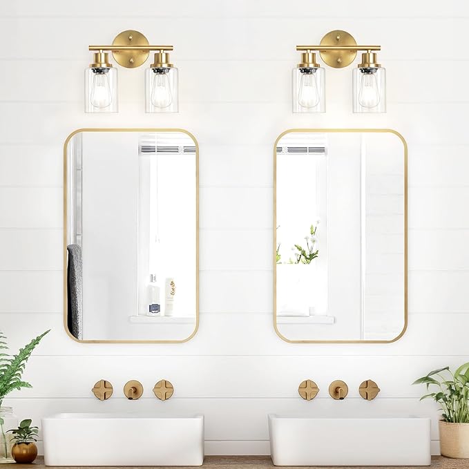 Guliaofo 2-Light E26 Bathroom Light Fixtures, Modern Brushed Gold Vanity Lights - Image 6