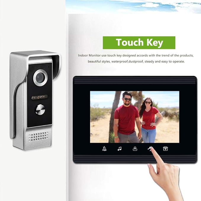 AMOCAM Video Intercom System, 7 Inches Monitor Wired Video Door Phone Doorbell - Image 4