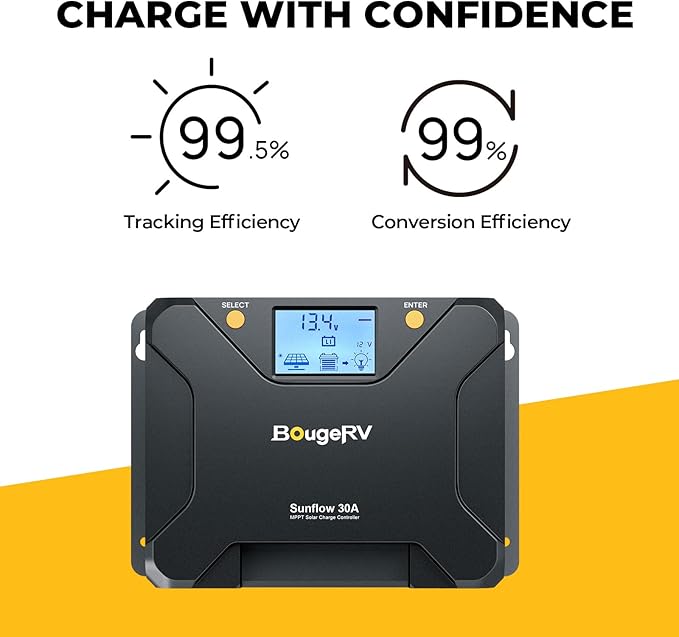 BougeRV MPPT Solar Charge Controller 30A, w/ Low-Temp Cut-Off, APP Control - Image 5