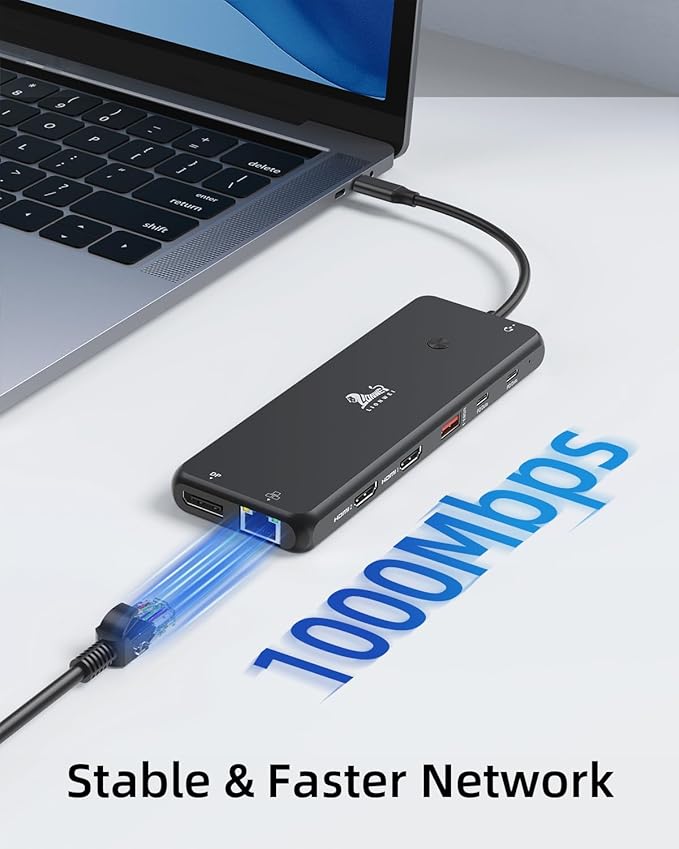 LIONWEI USB C Docking Station Dual Monitor 13 in 1 USB C Hub, Triple Display - Image 7