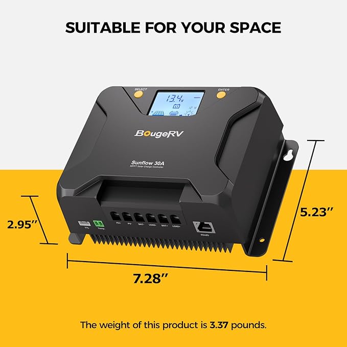 BougeRV MPPT Solar Charge Controller 30A, w/ Low-Temp Cut-Off, APP Control - Image 7