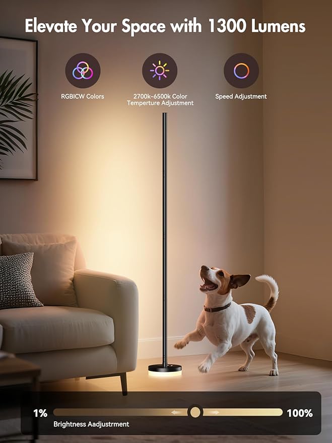 OIYN Corner Floor Lamp, RGBICW LED Corner Lamp - Image 3