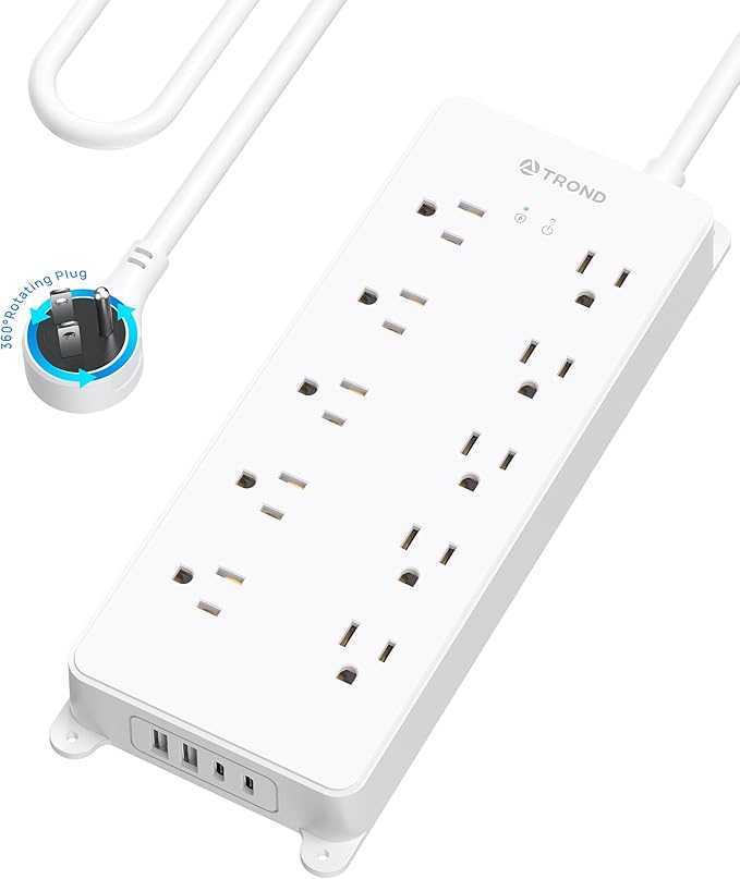 TROND 360° Rotating Plug Power Strip 10ft, Surge Protector by TRONDOfficial