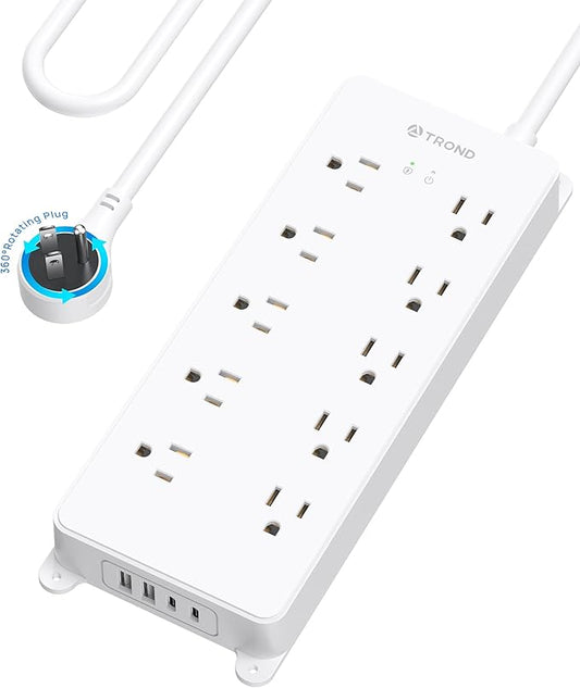 TROND 360° Rotating Plug Power Strip 10ft, Surge Protector by TRONDOfficial