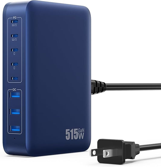 USB C Charger Block 515W GaN IV 8 Port Fast Charging Station Hub, Dual PD 100W by GKUTW