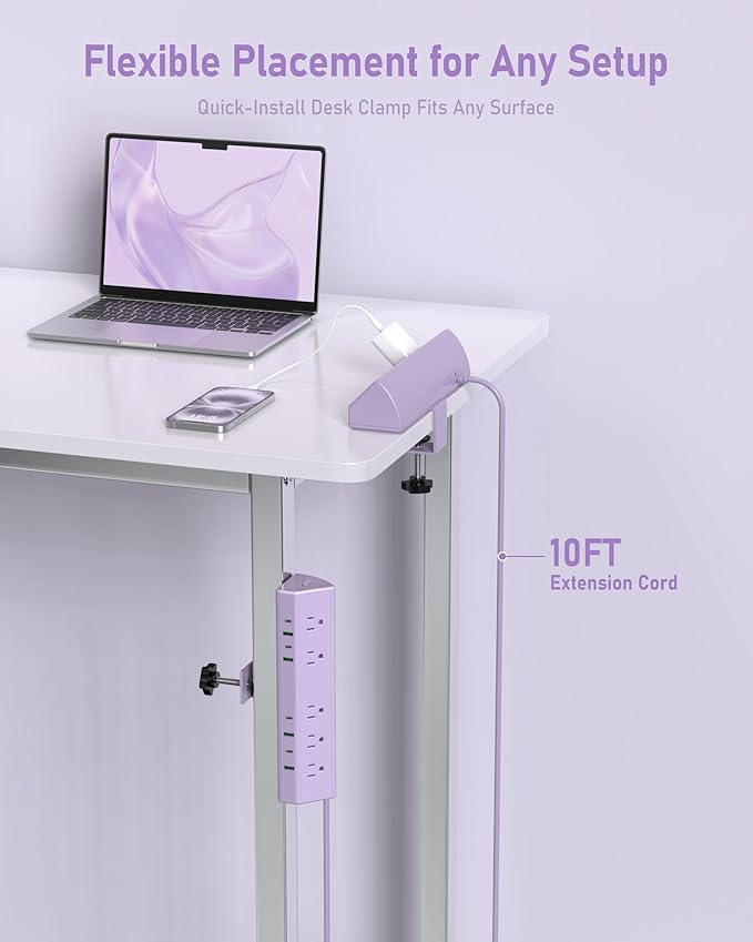 Jgstkcity Desk Clamp Power Strip, 45W Fast Charging Station, 4 USB-C, 4 USB-A - Image 3