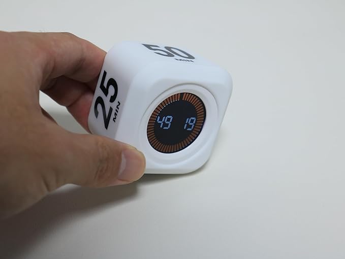 Rotating Cube Pomodoro Timer 5, 50 Min Preset + Custom Countdown, Desk - Image 8