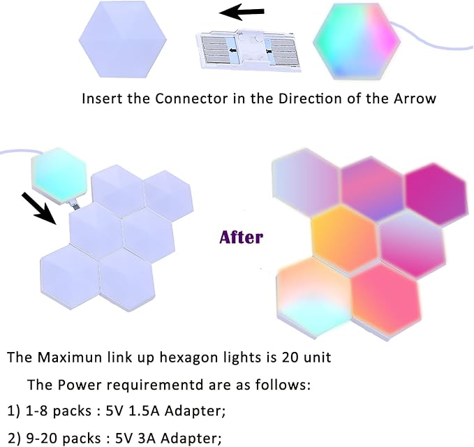 Smart Hexagon Lights DIY Hexagon Led Light App & Remote Controlled & Music Sync - Image 4