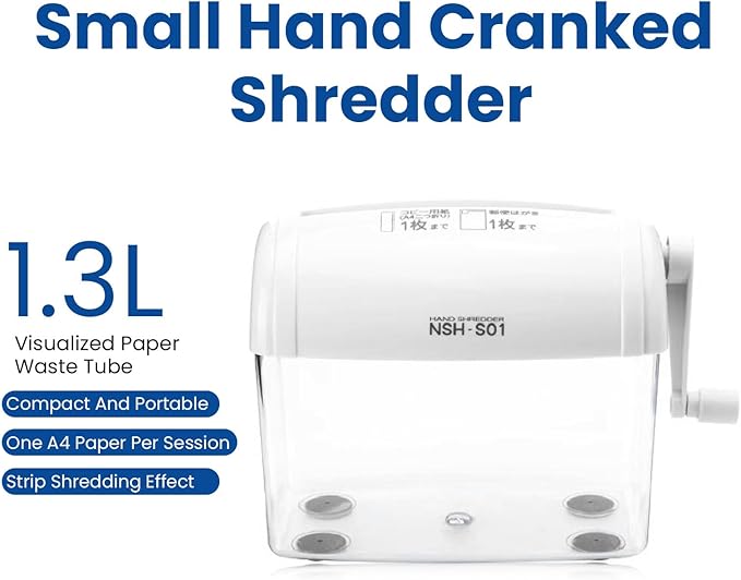 FILFEEL Hand Crank Paper Shredder, Portable Manual Document Shredder - Image 4