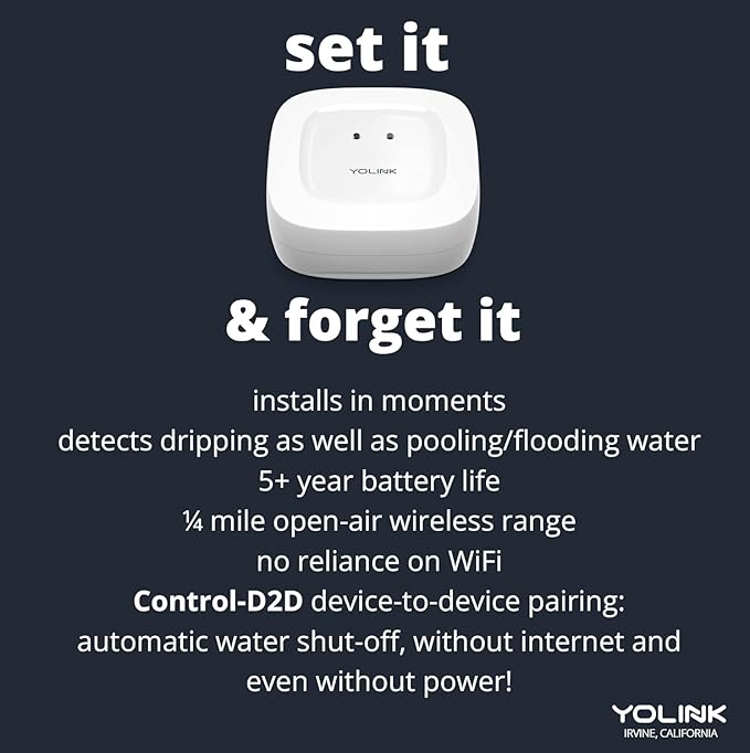 YoLink Water Leak Starter Kit: Hub + 6 Leak Sensor 1, LoRa Long-Range, - Image 7