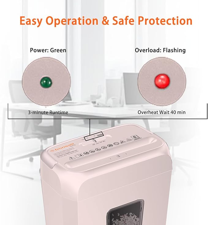 Bonsaii Compact Design for Business Paper Shredder, 6-Sheet Cross-Cut, Credit - Image 6