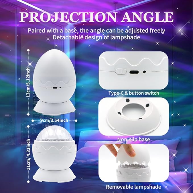 XBYZZRS Galaxy Projector Egg Night Light Projector USB-Powered Mood Lighting - Image 7