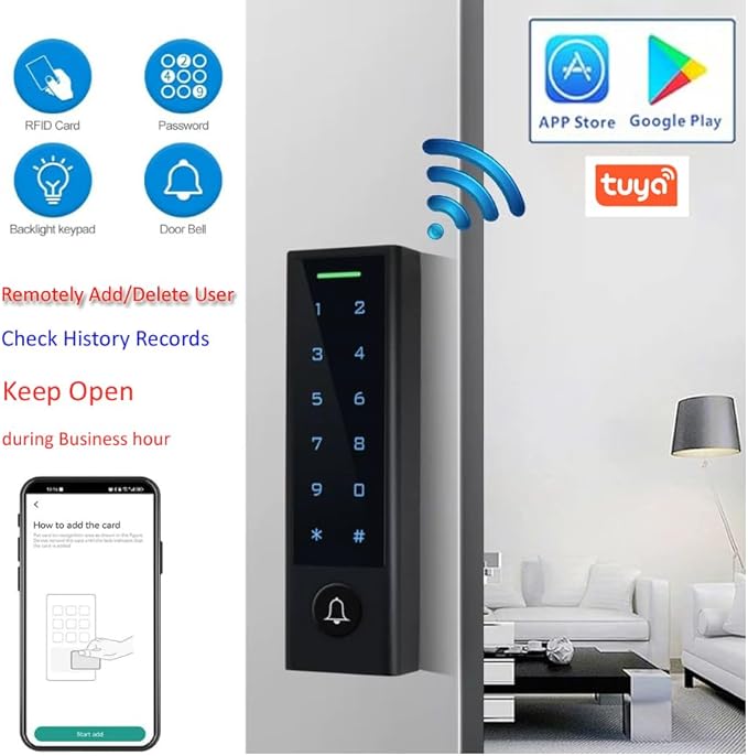 MENGQI-CONTROL WiFi Remote Manage IP66 Watreproof Access Control Keypad 600lbs - Image 2