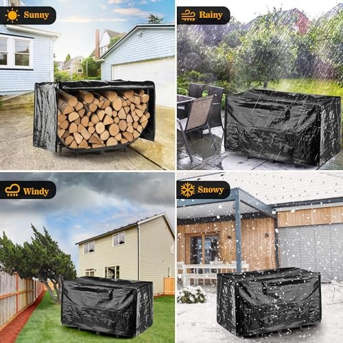 facka 40 inch firewood rack outdoor with cover, side view