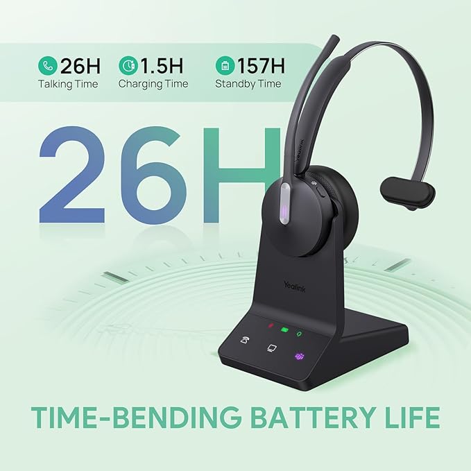 Yealink WH64 DECT & Bluetooth Mono Teams Wireless Headset, 606ft Long Range - Image 5