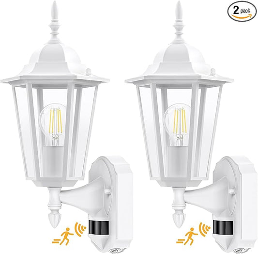 Lamomo 2 Pack Motion Sensor Outdoor Lights, Upgrade Dusk to Dawn White Outdoor by Lamomo
