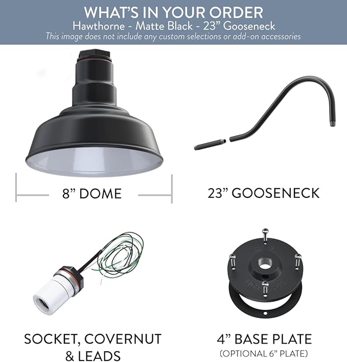 Steel Lighting Co. Hawthorne Barn Light | Outdoor Wall Mounted | 8 inch Dome | - Image 6