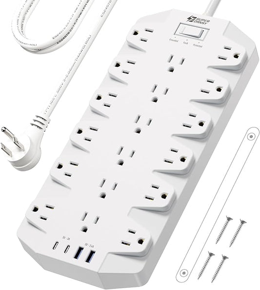 Power Strip Surge Protector, SUPERDANNY 18 Outlets by SUPERDANNY