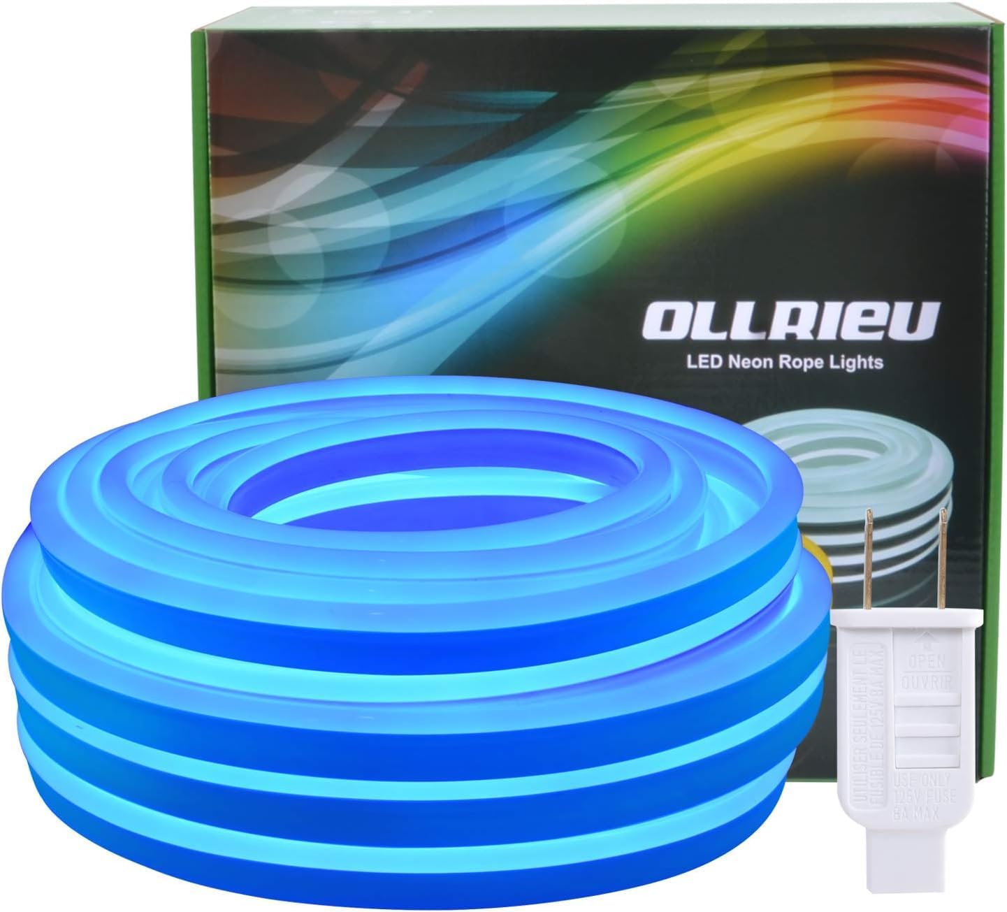 33FT Blue Neon Strip Lights, AC 110V 1200LED for in/Outdoor Lights | Neon Rope Lights Outdoor Waterproof Strip lights AC Plug-in 8X16MM Connectable Flexible for Bedroom Patio Party Camping DIY