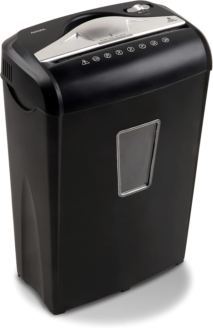 Aurora High-Security 8-Sheet Micro-Cut Paper Credit Card Shredder Black by Aurora