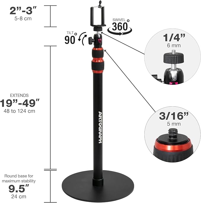 Artograph Height Adjustable Projector Stand, Art Monopod - Image 6