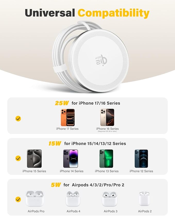 25W Wireless Charger for MagSafe, Qi2.2 Magnetic Fast Charging Pad for iPhone - Image 8