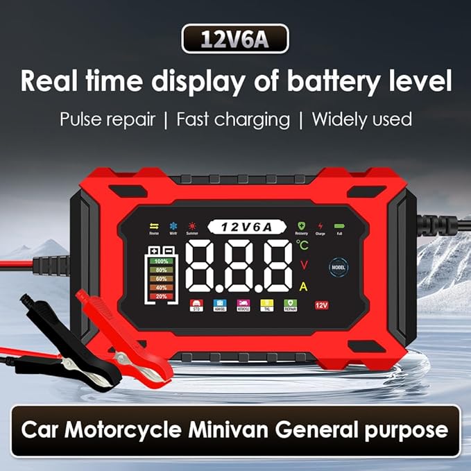 6-Amp 12V Smart Car Battery Charger, Battery Maintainer Trickle Charger - Image 4